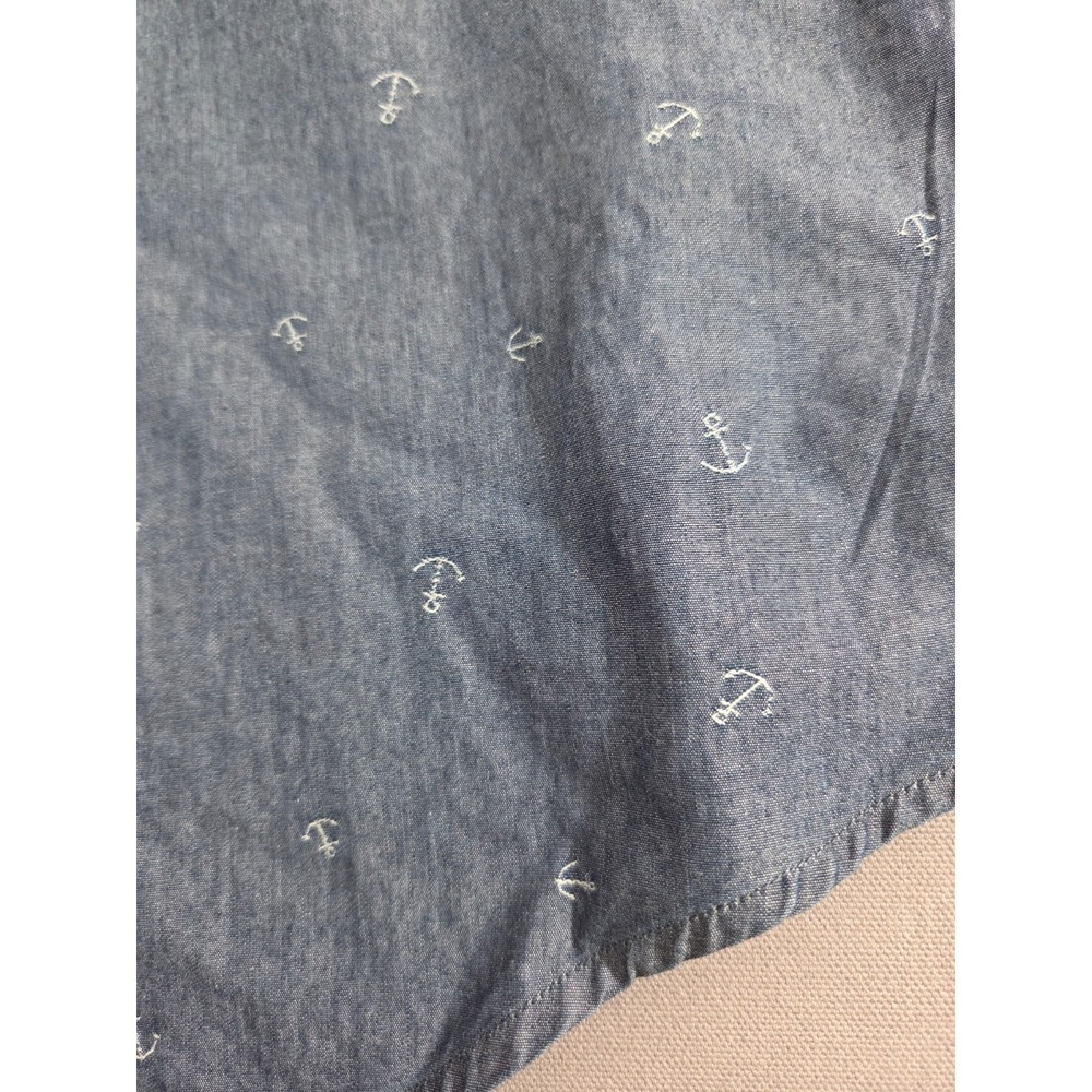 Brooks Brothers Shirt Mens Medium Blue Sail Anchor Chambray Boats Dress Polo - Picture 4 of 7